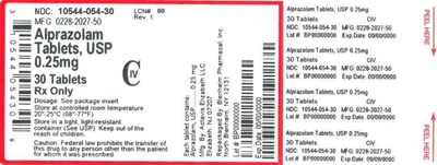 0.25mg 30ct (Label Alprazolam Tabs 0 25mg Bpi(10544 054 30) Actavis(0228 2027 50) Rev1)